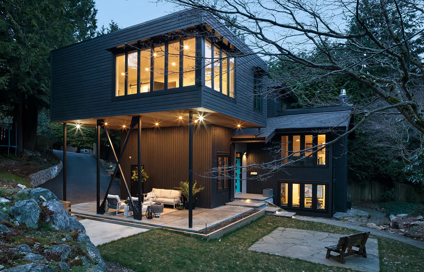 Modern Vancouver home at dusk
